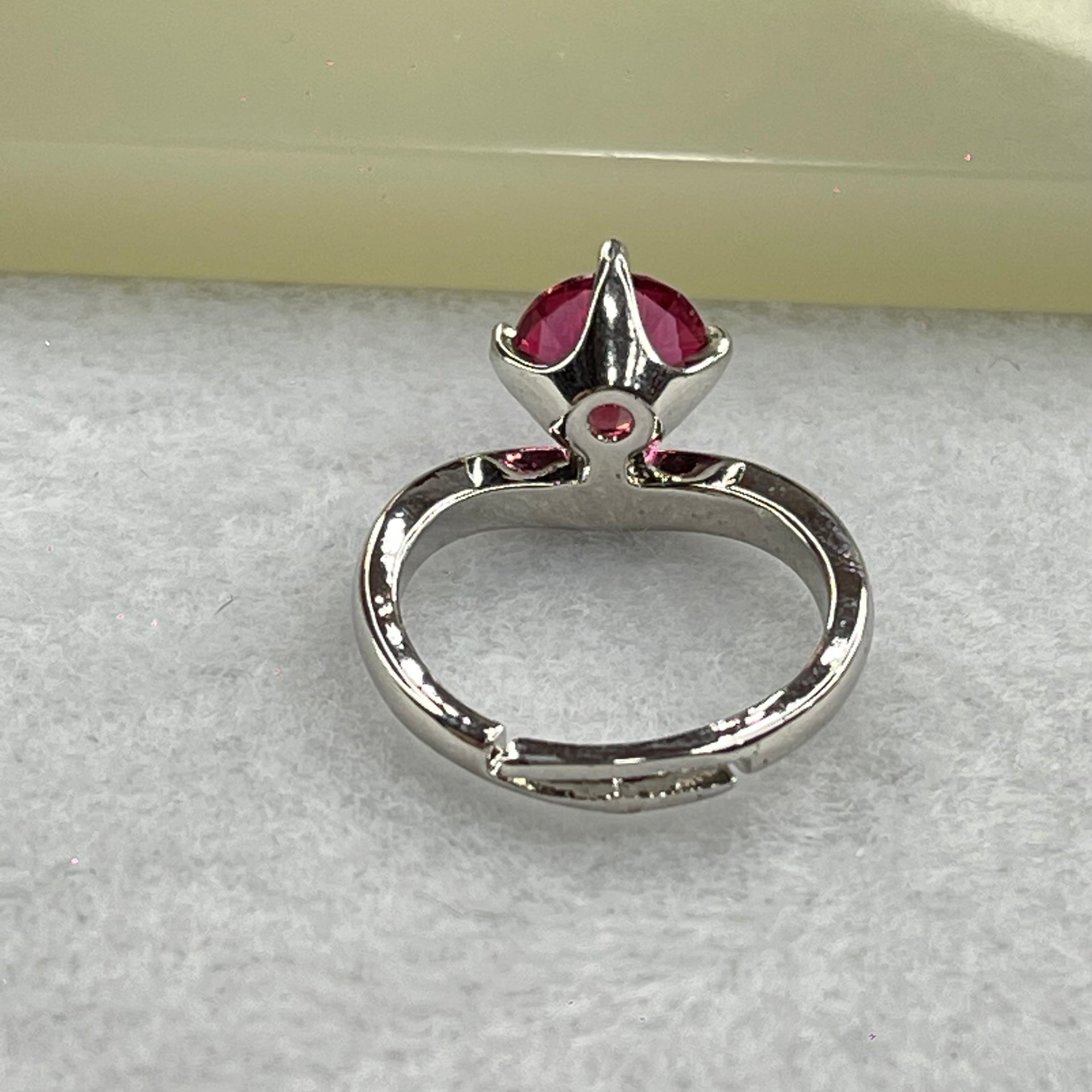 Red Cubic Zirornia in Sliver Ring (Adjustable Size) 2.84g 7.7 by 3.8mm - Huangs Jadeite and Jewelry Pte Ltd