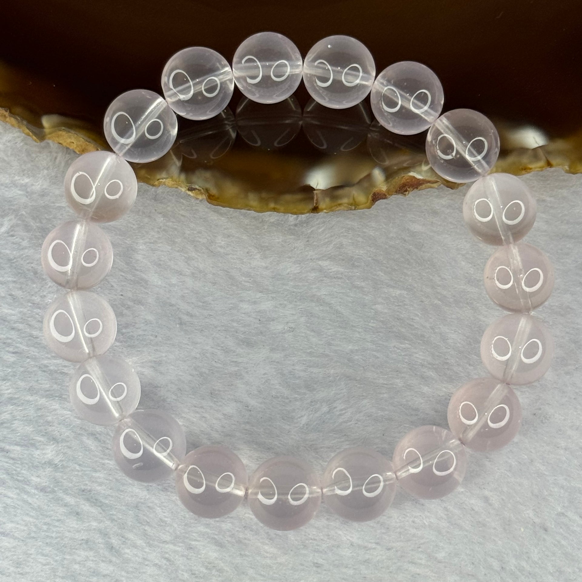 Natural Rose Quartz Beads Bracelet 天然玫瑰石英珠手链 32.98g 17cm 10.9mm 19 Beads - Huangs Jadeite and Jewelry Pte Ltd