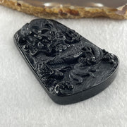 Type A Opaque to Partial Translucent Black Omphacite Jadeite Dragon Pendant 32.91g 66.0 by 42.2 by 9.5mm - Huangs Jadeite and Jewelry Pte Ltd