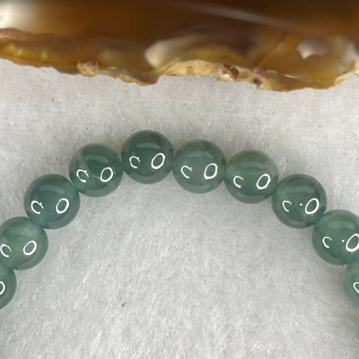 Natural Type A Semi-Icy Blueish Green Jadeite Bead Bracelet | Untreated Cool Ocean Fei Cui Stretch Bracelet (12.08g | 14.5cm Wrist | 6.3mm | 28 Beads)