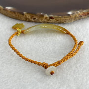 Natural Type A Yellowish with Light Green Jadeite Bamboo with Butterfly in String Bracelet 3.97g 14-16cm 39.1 by 9.1 by 2.9mm - Huangs Jadeite and Jewelry Pte Ltd