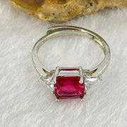 Red and Colourless Cubic Zirconia in S925 Sliver Ring (Adjustable Size) 1.85g 7.3 by 6.9 by 4.5mm - Huangs Jadeite and Jewelry Pte Ltd