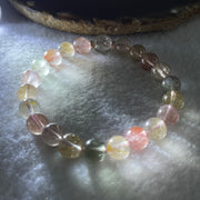 Natural Pinkish with Green Rabbit Hair Rutilated Quartz Beads Bracelet 20.16g 16cm 9.2mm 22Beads - Huangs Jadeite and Jewelry Pte Ltd