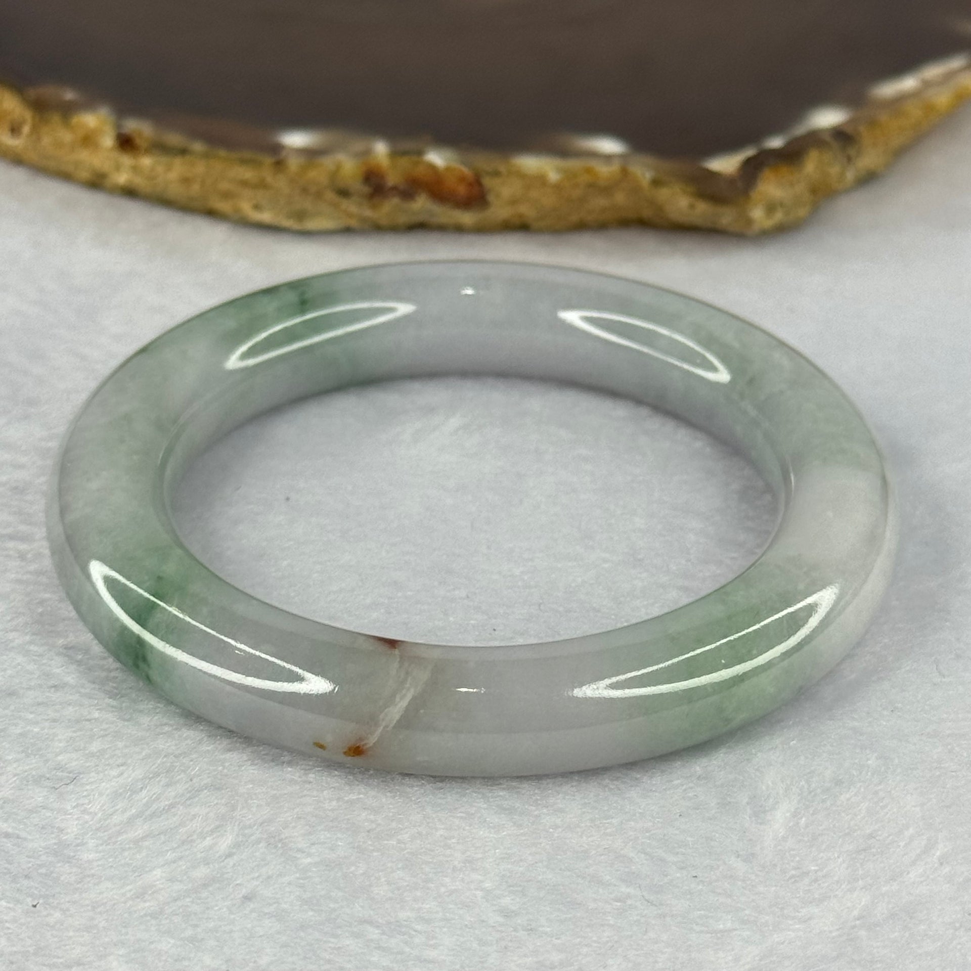 Type A Lavender with Green and Brownish Red Patches Bangle 68.81g 12.0 by 11.3 mm Internal Diameter 54.6 mm (External Line with Internal Lines) - Huangs Jadeite and Jewelry Pte Ltd
