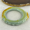Type A Sky Blue and Yellow Jadeite Lotus Flower and Ruyi Bangle 96.91g Inner Diameter 54.6mm 11.0 by 22.4mm (Very Fine Internal Lines) - Huangs Jadeite and Jewelry Pte Ltd
