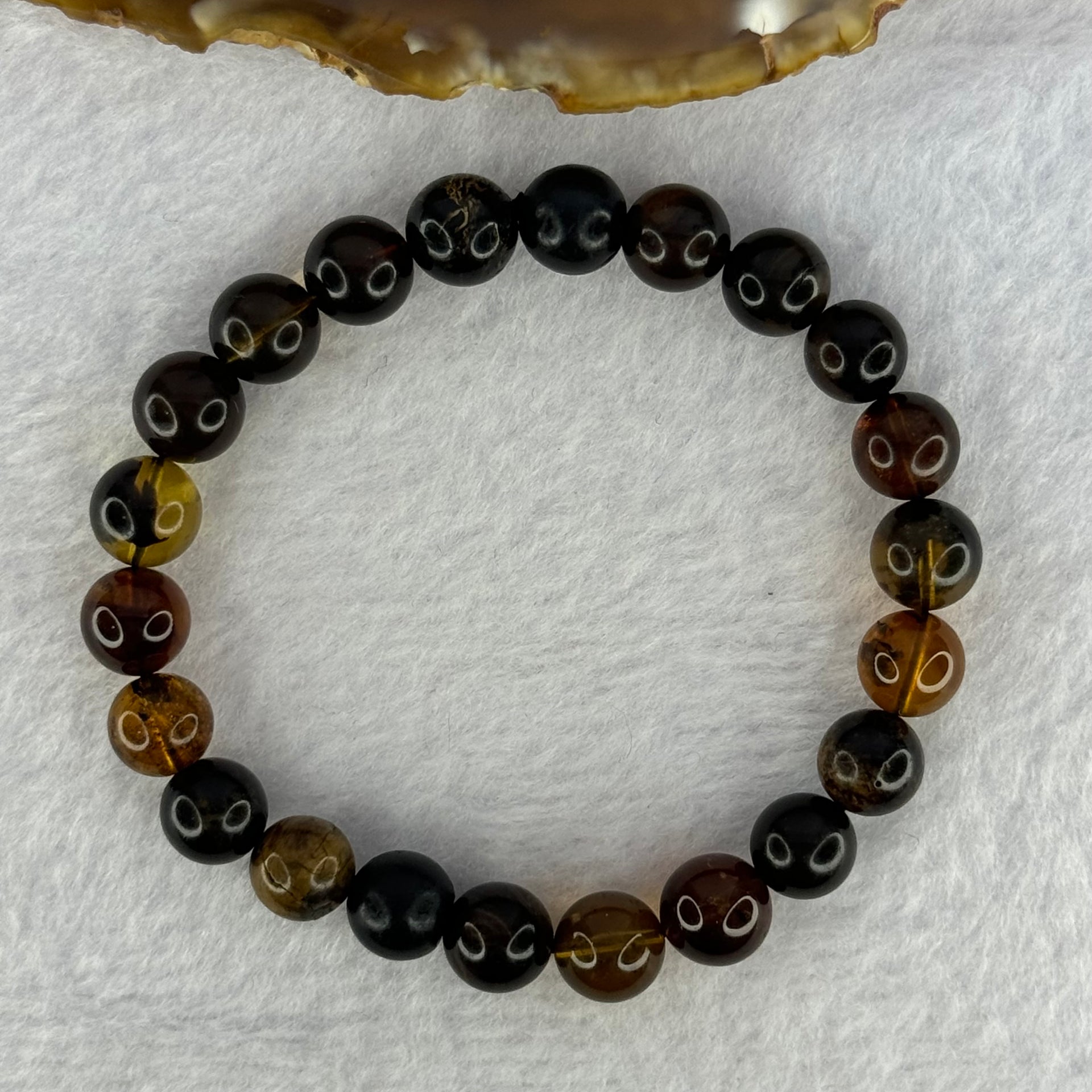 Natural Mixed Amber Beads Bracelet 7.82g 15.5cm 8.7mm 22 Beads - Huangs Jadeite and Jewelry Pte Ltd
