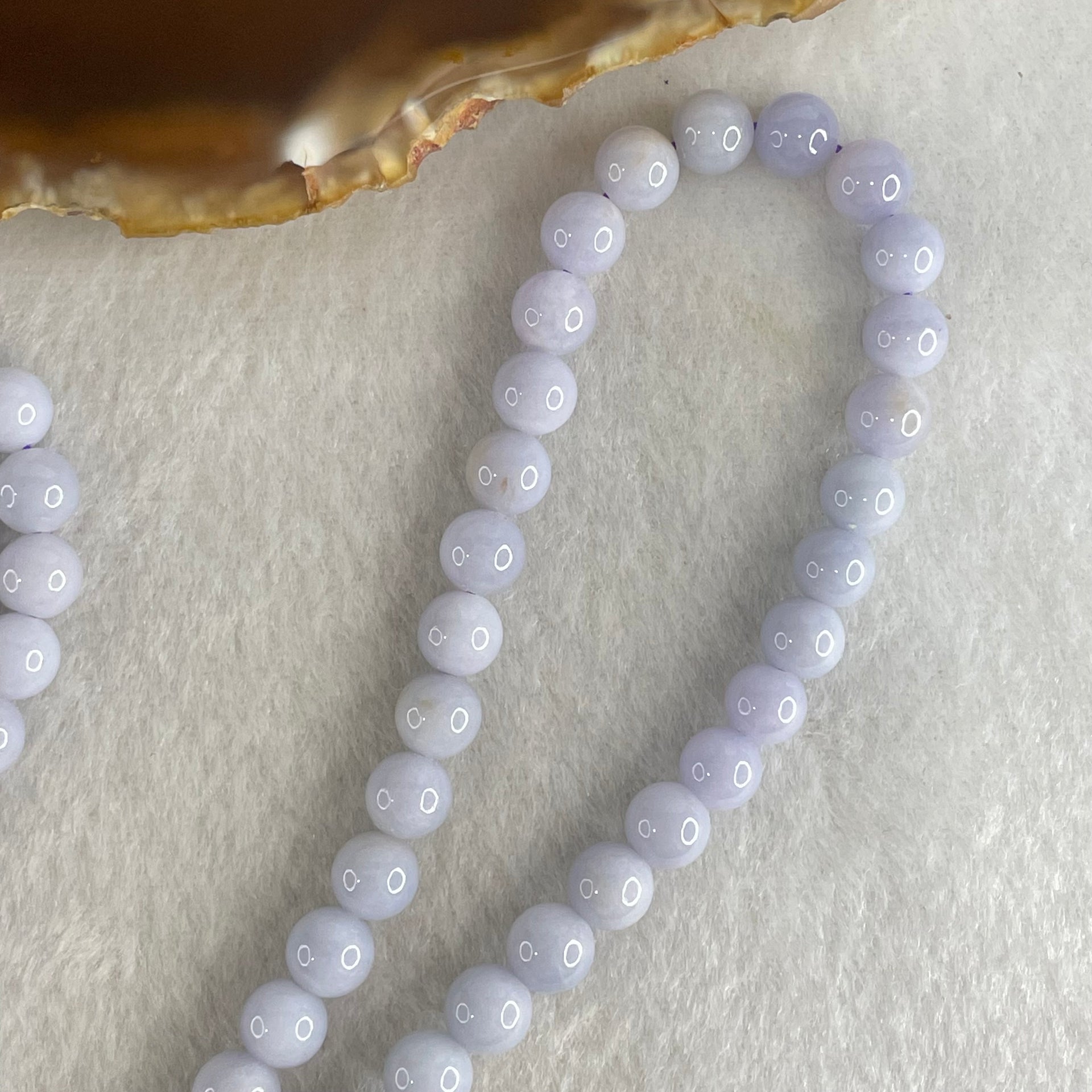Type A Full Lavender Jadeite Beads Necklace 57.74g 66cm 7.0mm 98 Beads - Huangs Jadeite and Jewelry Pte Ltd