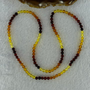 Natural Mixed Color Amber Beads Elastic Necklace 天然血珀项链 10.77g 36cm 7.4mm 52 Beads - Huangs Jadeite and Jewelry Pte Ltd