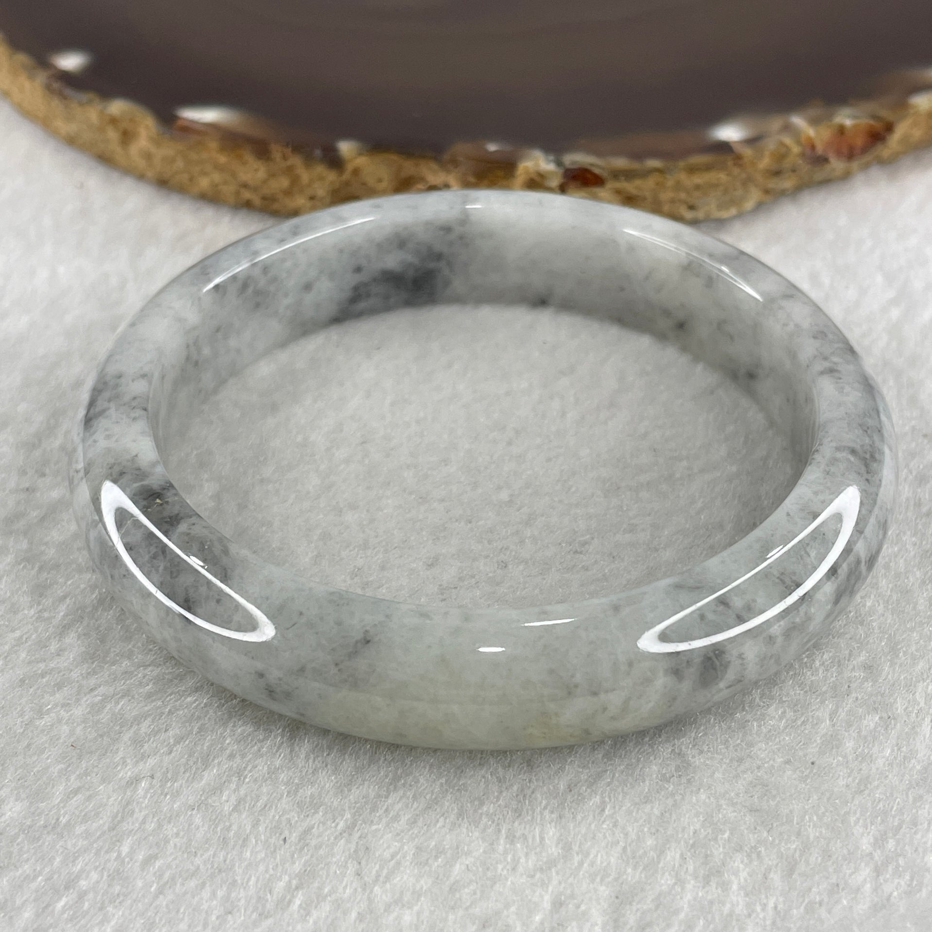 Type A Grey Wuji Jade Jadeite Bangle 55.32g inner Dia 59.6mm 12.8 by 7.9mm (Slight External Rough) - Huangs Jadeite and Jewelry Pte Ltd