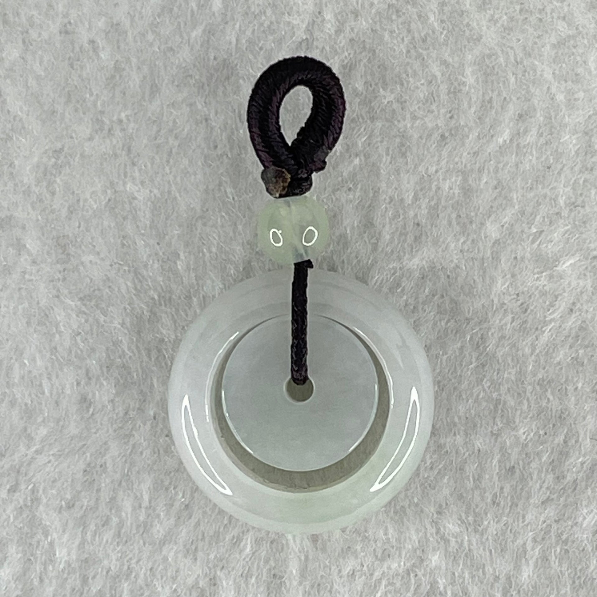 Type A Faint Lavender Jadeite Double Ping An Kou Donut Charm Pendant 4.40g 18.3 by 7.0mm - Huangs Jadeite and Jewelry Pte Ltd