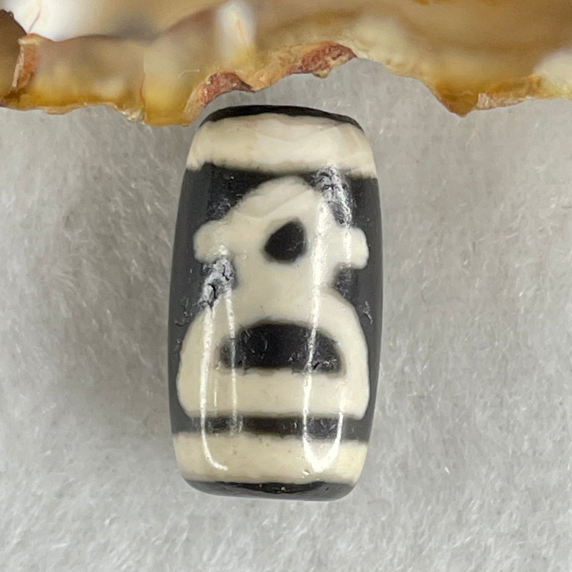 Natural Powerful Tibetan Old Oily Double Agate Cai Shen Dzi Bead Heavenly Master (Tian Zhu) 财神天珠 3.48g 19.2 by 10.6mm - Huangs Jadeite and Jewelry Pte Ltd