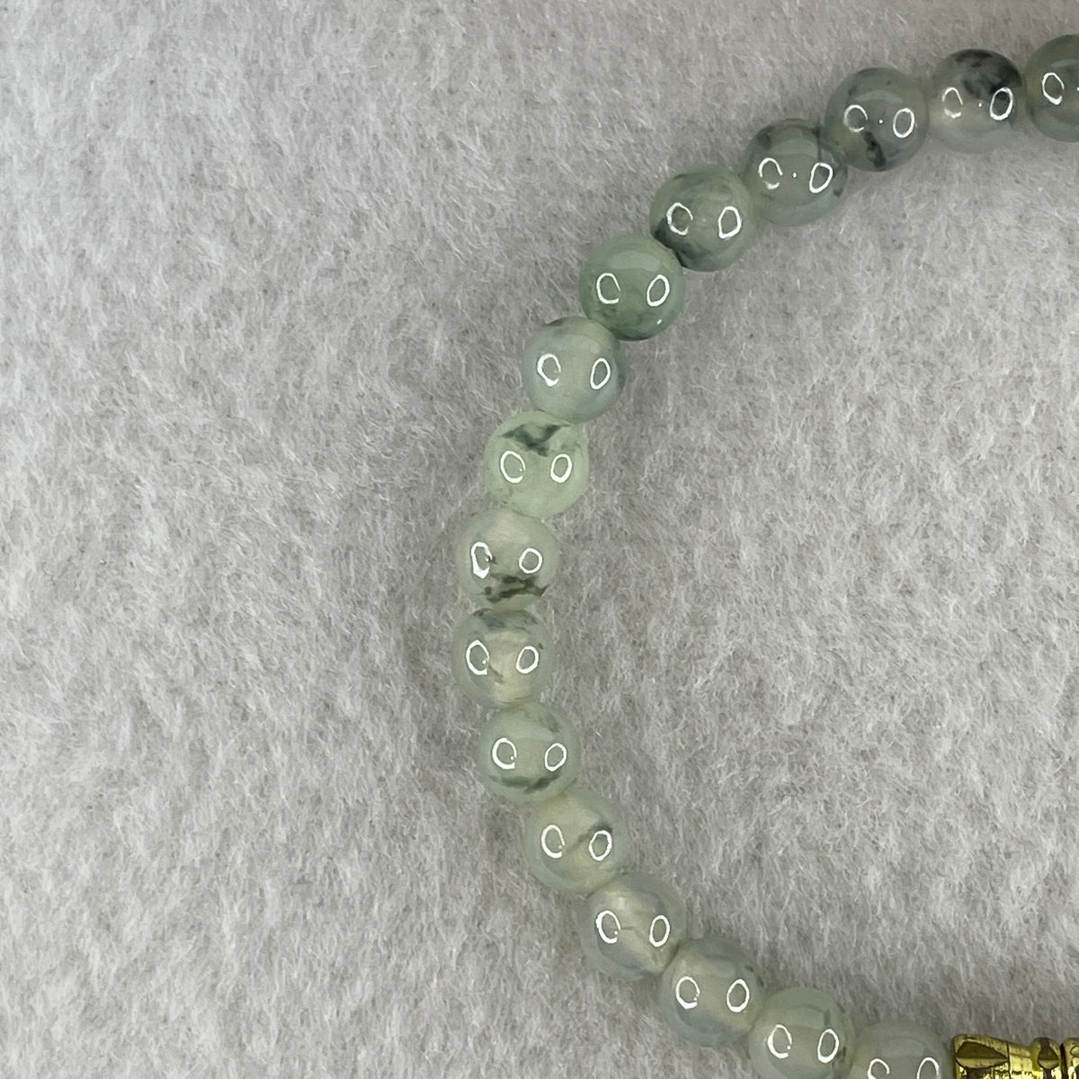 Natural Type A Semi Icy Light Green & Wuji Piao Hua Jadeite Beads Bracelet |(10.15g | 15.5cm | 5.8mm x 32 Beads | Heart, Root & Throat Chakra Synergy, "Wuji" Spatial Shield & Feng Shui Serenity Anchor) - Huangs Jadeite and Jewelry Pte Ltd