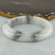 Type A Faint Lavender Green to White with Grey Wuji Patches Jadeite Bangle Internal Diameter 58.2mm 70.55g 14.0 by 9.3mm (Very Slight Internal Lines) - Huangs Jadeite and Jewelry Pte Ltd