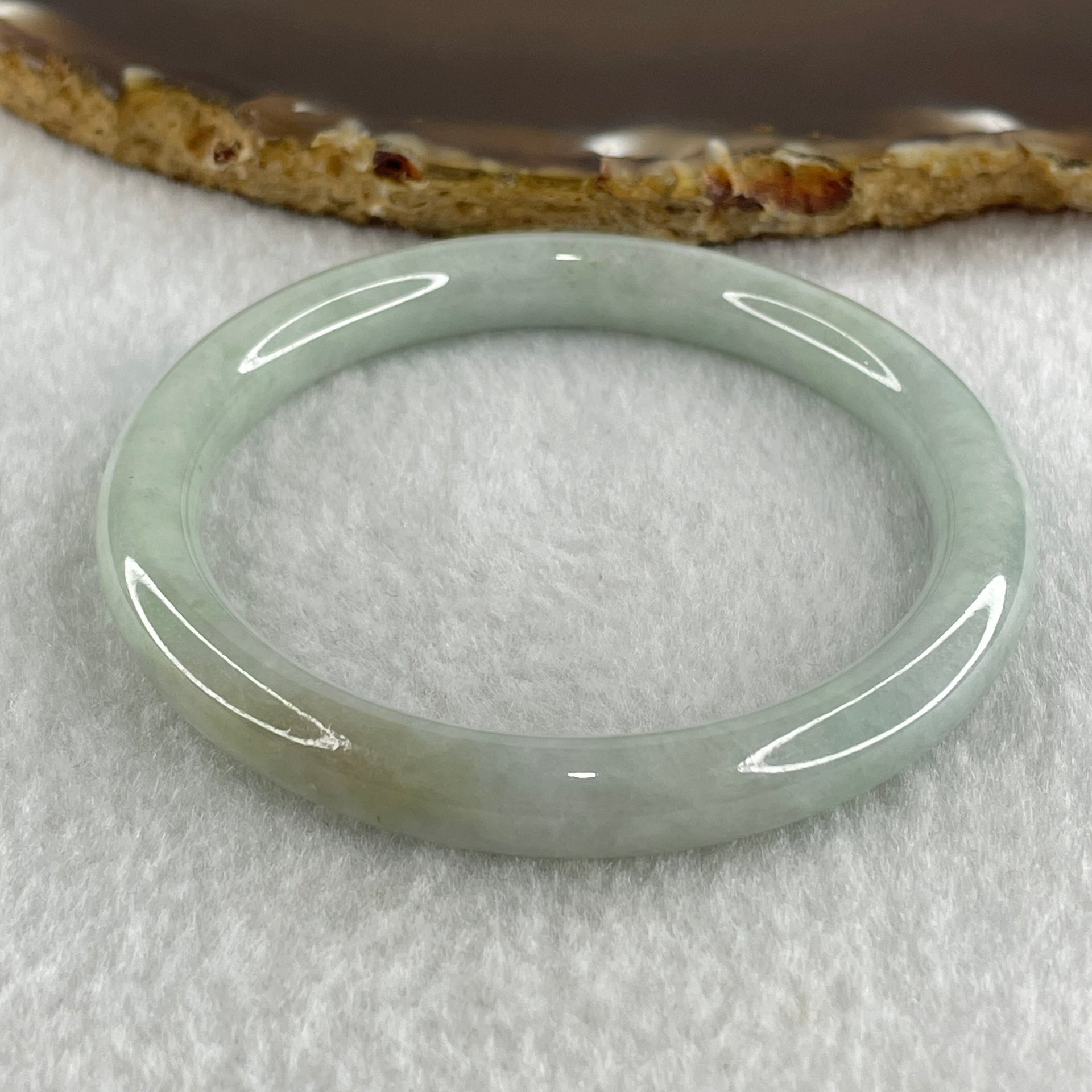 Type A Natural Light Green Light Lavender Jadeite Bangle 27.41g Inner Diameter 52.2mm 7.8 by 7.2mm (Close to Perfect) - Huangs Jadeite and Jewelry Pte Ltd