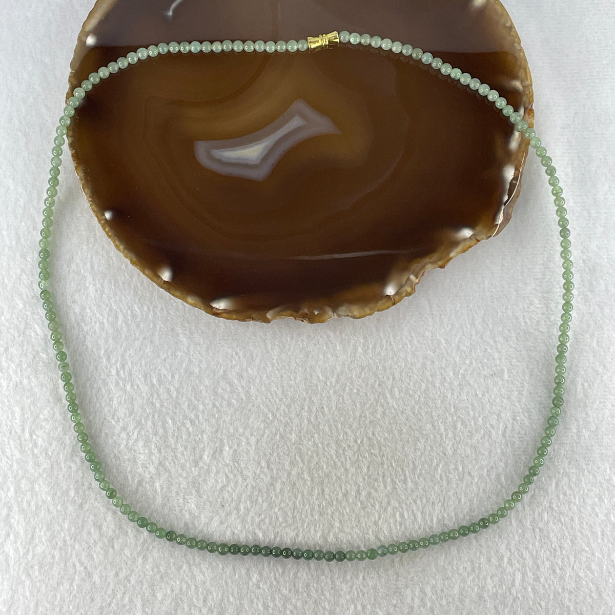 Natural Type A Semi Icy Light Green Jadeite Beads Necklace | (15.82g | 58cm Length | 3.8mm x 160 Beads | Heart Chakra Radiance, "Ping An" Smooth Luck & Feng Shui Prosperity Catalyst)