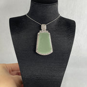 Natural Type A Semi Icy Blueish Green Jadeite Wushipai Necklace in S925 Silver | (17.84g | 42cm S925 | 37.0 x 24.0 x 2.0mm | Unobstructed Peace & Supreme Protection Anchor, Feng Shui Harmony & Executive Calm Necklace) - Huangs Jadeite and Jewelry Pte Ltd