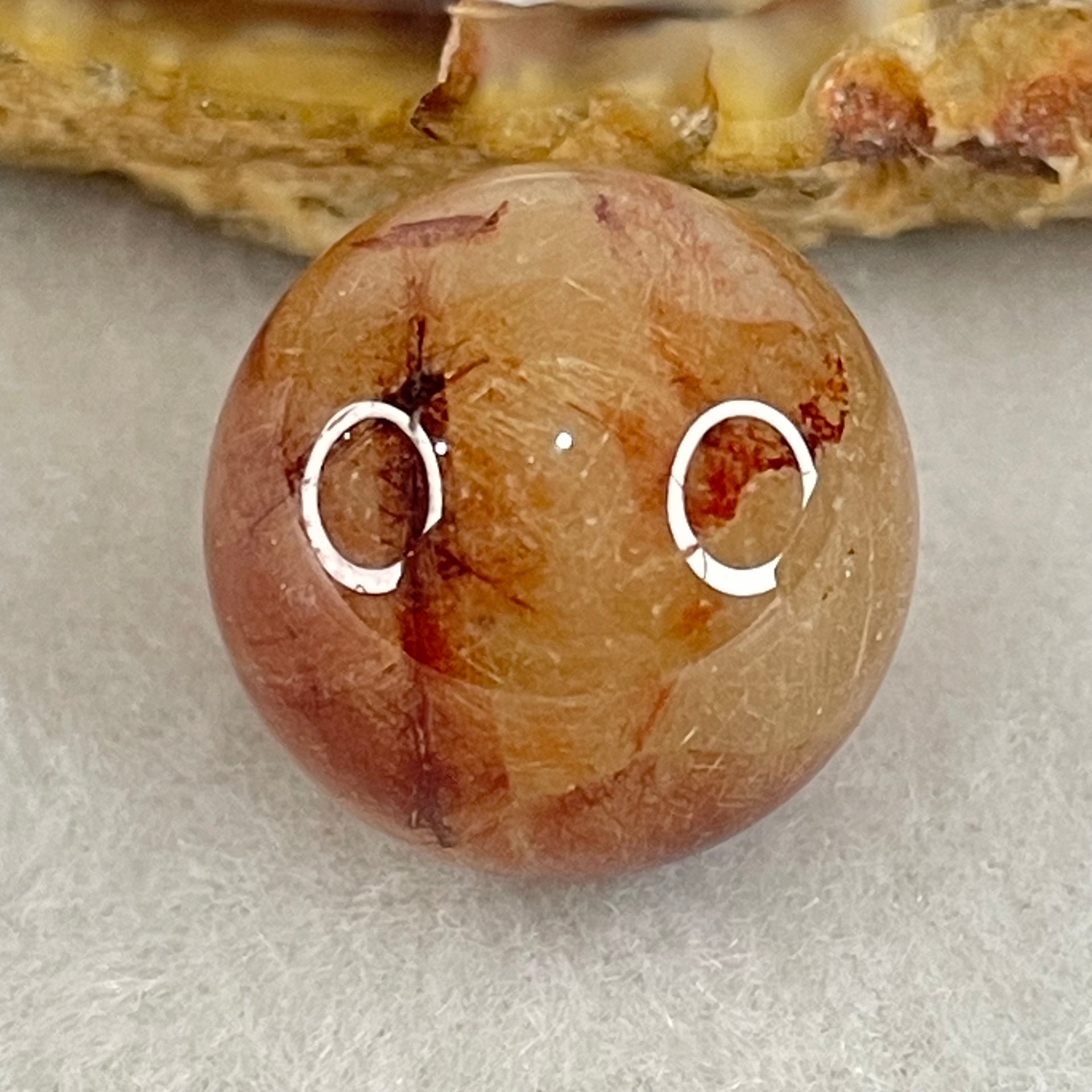 Average Grade Natural Copper Rutilated Quartz Sphere Ball 5.31g 15.6mm - Huangs Jadeite and Jewelry Pte Ltd