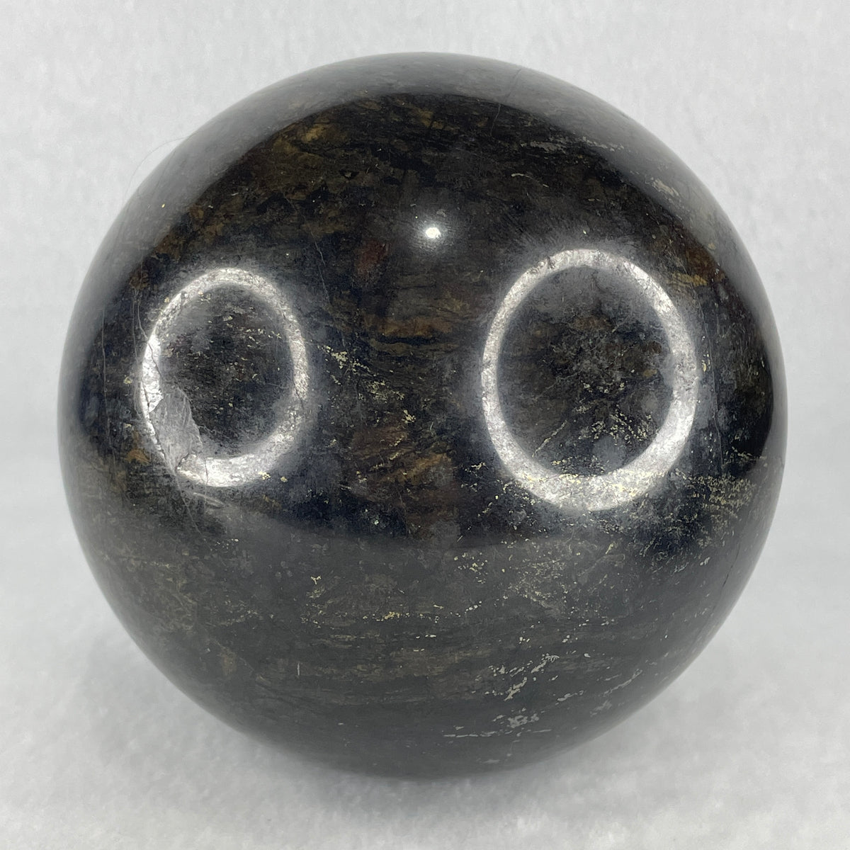Natural Black Tourmaline Sphere Display with Wooden Stand | Protection Shield & Grounding Energy (3,097.5g | 113.5x135.0mm | Anchor, EMF & Radiation Vortex Shield, Feng Shui Home Defense & Wealth Lock)