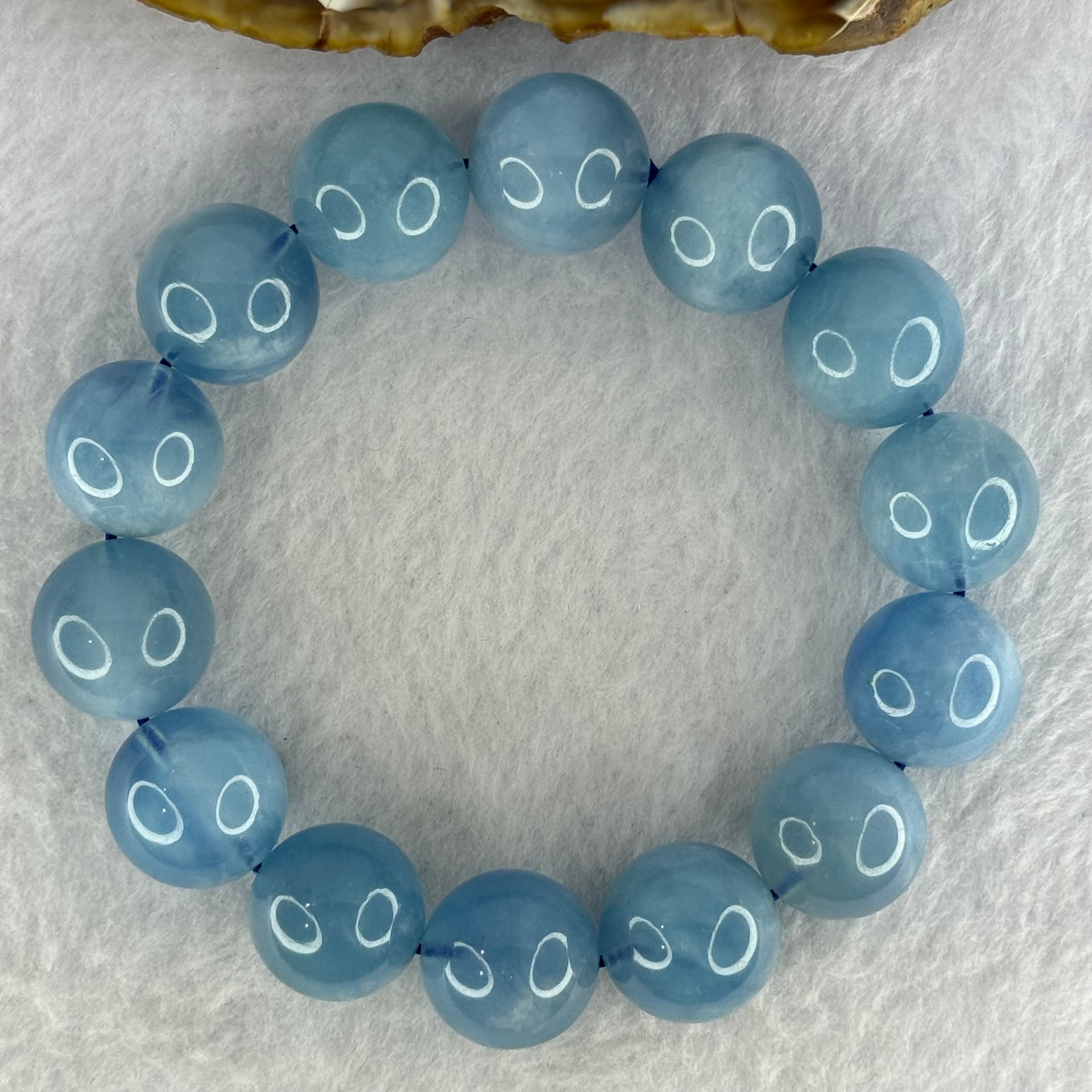Natural Aquamarine Beads Bracelet 75.87g 19cm 15.9mm 14 Beads - Huangs Jadeite and Jewelry Pte Ltd