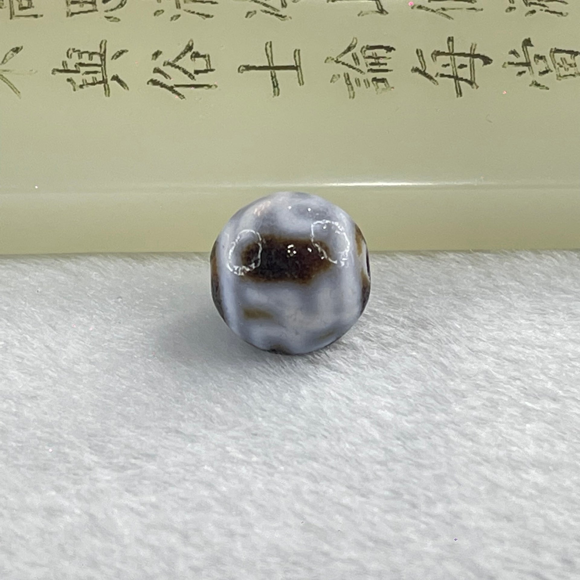 Natural Powerful Tibetan Old Oily Agate 3 Hotu Swastika Dzi Bead 3.83g 14.2 by 13.9mm - Huangs Jadeite and Jewelry Pte Ltd
