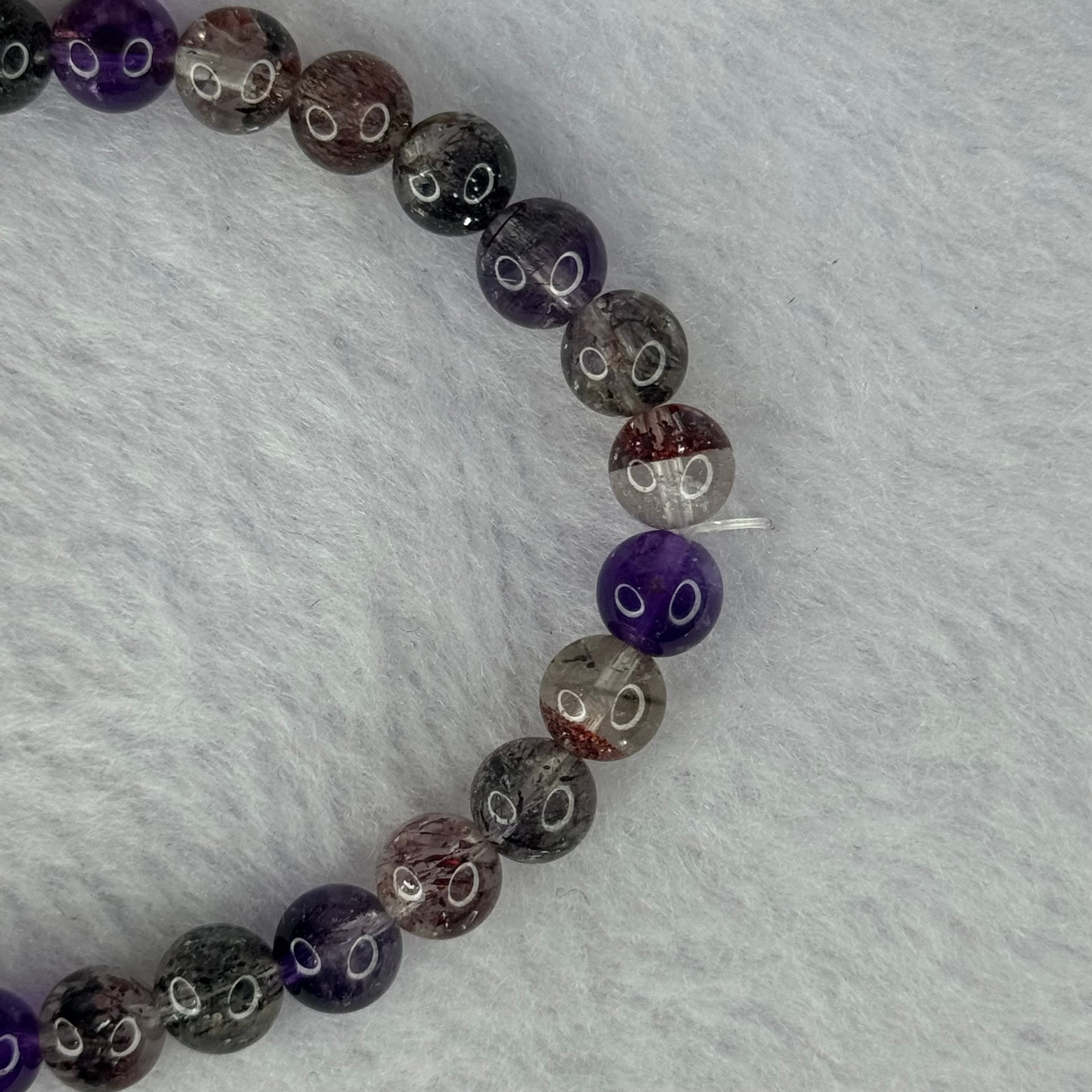 Very Good Grade Natural Transparent Yellow Black Super 7 Beads Bracelet 非常好的等级天然透明深黄黑色超级七珠手链 11.65g 16cm 6.8mm 29 Beads - Huangs Jadeite and Jewelry Pte Ltd