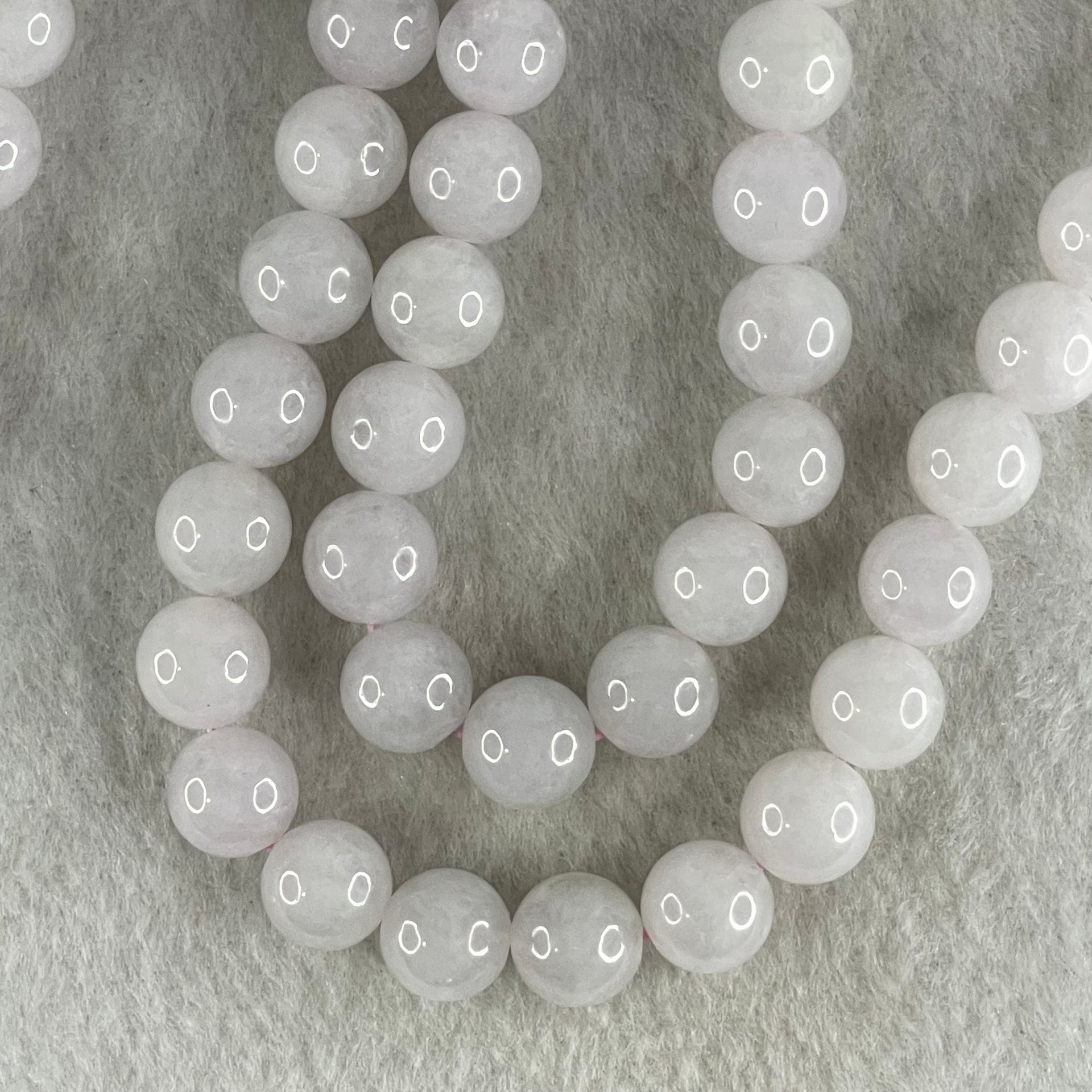 Type A Full Faint Lavender Jadeite Beads Necklace 94.46g 54cm 9.9mm 57 Beads - Huangs Jadeite and Jewelry Pte Ltd