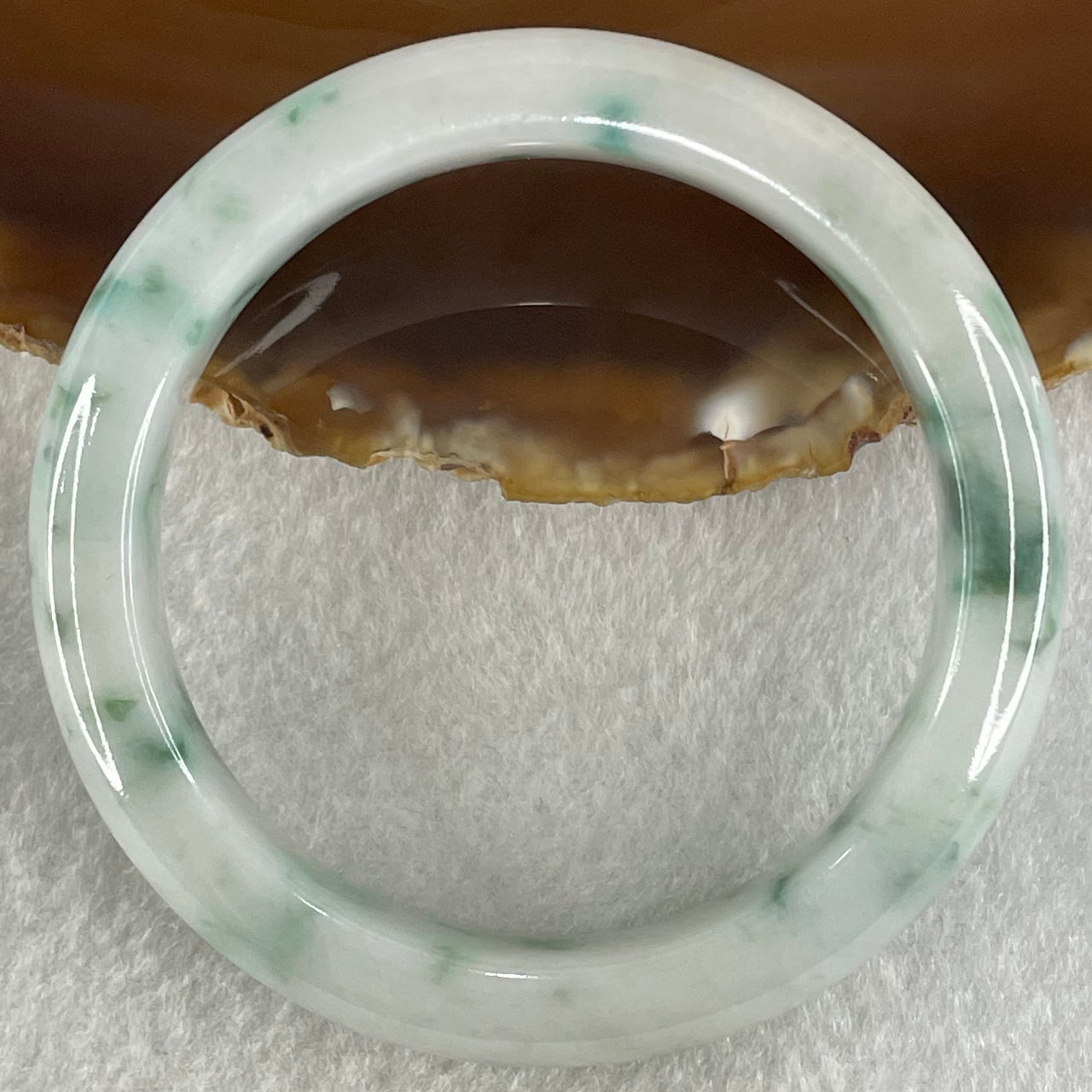 Type A Light Green Lavender with Blueish Green and Yellow Piao Hua Jadeite Bangle 49.56g Internal Diameter 52.5mm 11.7 by 8.2mm (Very Slight Internal Line) - Huangs Jadeite and Jewelry Pte Ltd