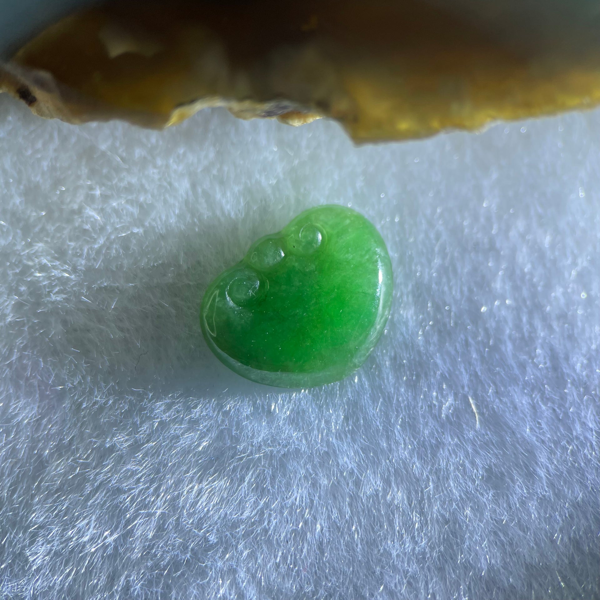 Type A Old Mine Full Green Jadeite Ruyi Charm Stone For Setting 0.50g 11.9 by 9.6 by 2.1mm - Huangs Jadeite and Jewelry Pte Ltd