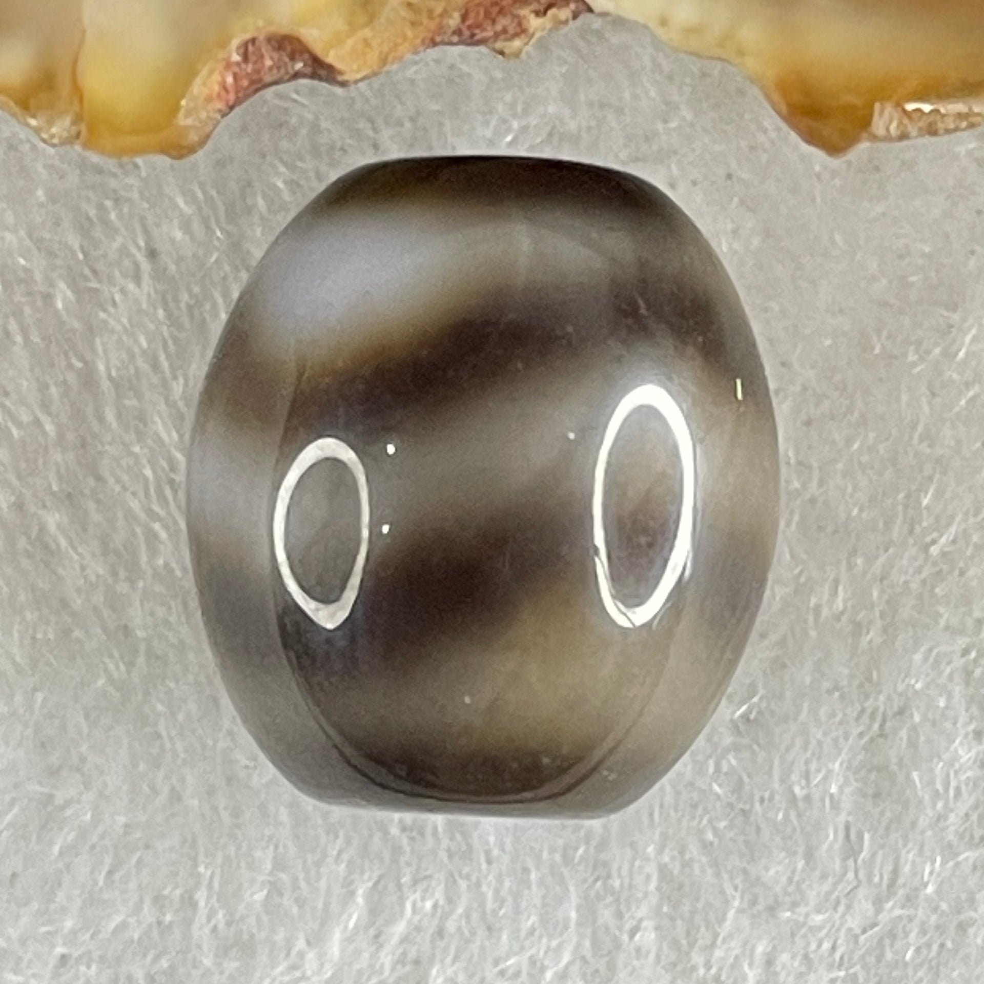 Natural Powerful Tibetan Old Oily Agate Water Wave Daluo Amulet (Tian Zhu) Dzi Bead 3.00g 13.6 by 12.6mm - Huangs Jadeite and Jewelry Pte Ltd