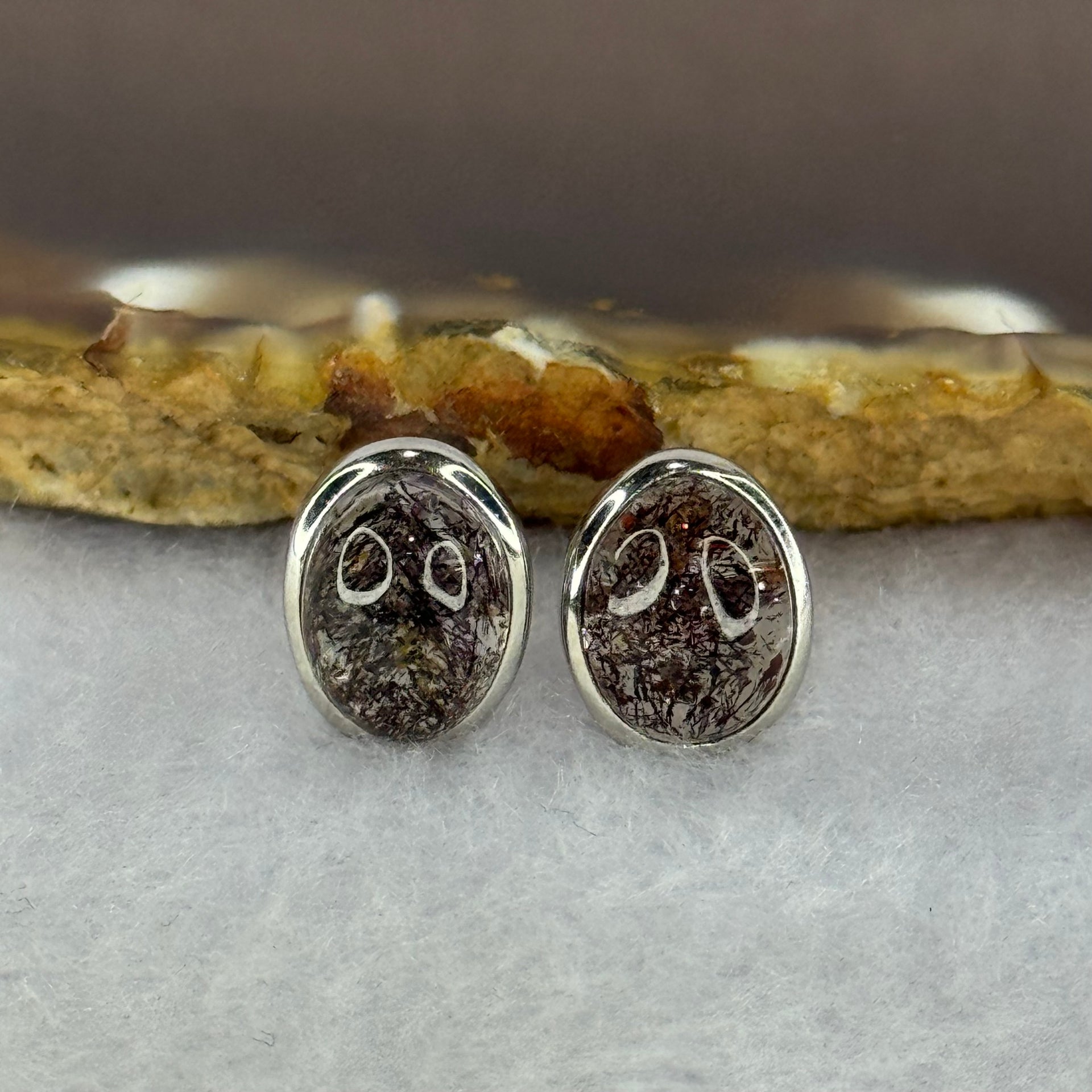 Good Grade Natural Super 7 S925 Silver Earrings 2.36g 10.1 by 7.9 by 4.5mm - Huangs Jadeite and Jewelry Pte Ltd