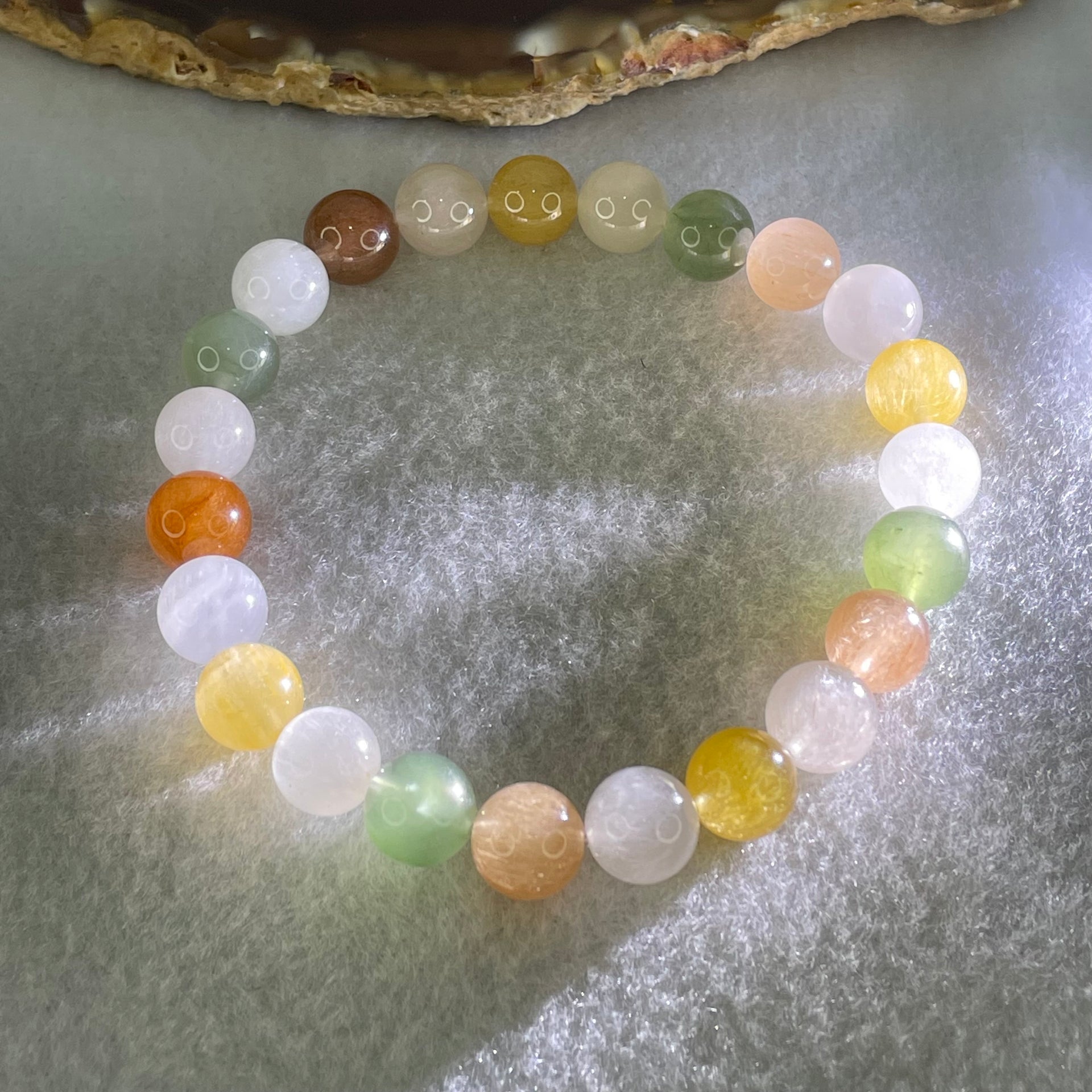 Above Average Grade Natural Muti Colour Rabbit Hair Rutilated Quartz Beads Bracelet 20.58g 17cm 8.8mm 23 Beads - Huangs Jadeite and Jewelry Pte Ltd