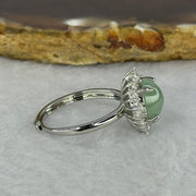 Type A Semi Icy Light Green Jadeite with Crystals in S925 Sliver Ring (Adjustable Size) 2.59g 9.2 by 7.5 by 5.0mm - Huangs Jadeite and Jewelry Pte Ltd