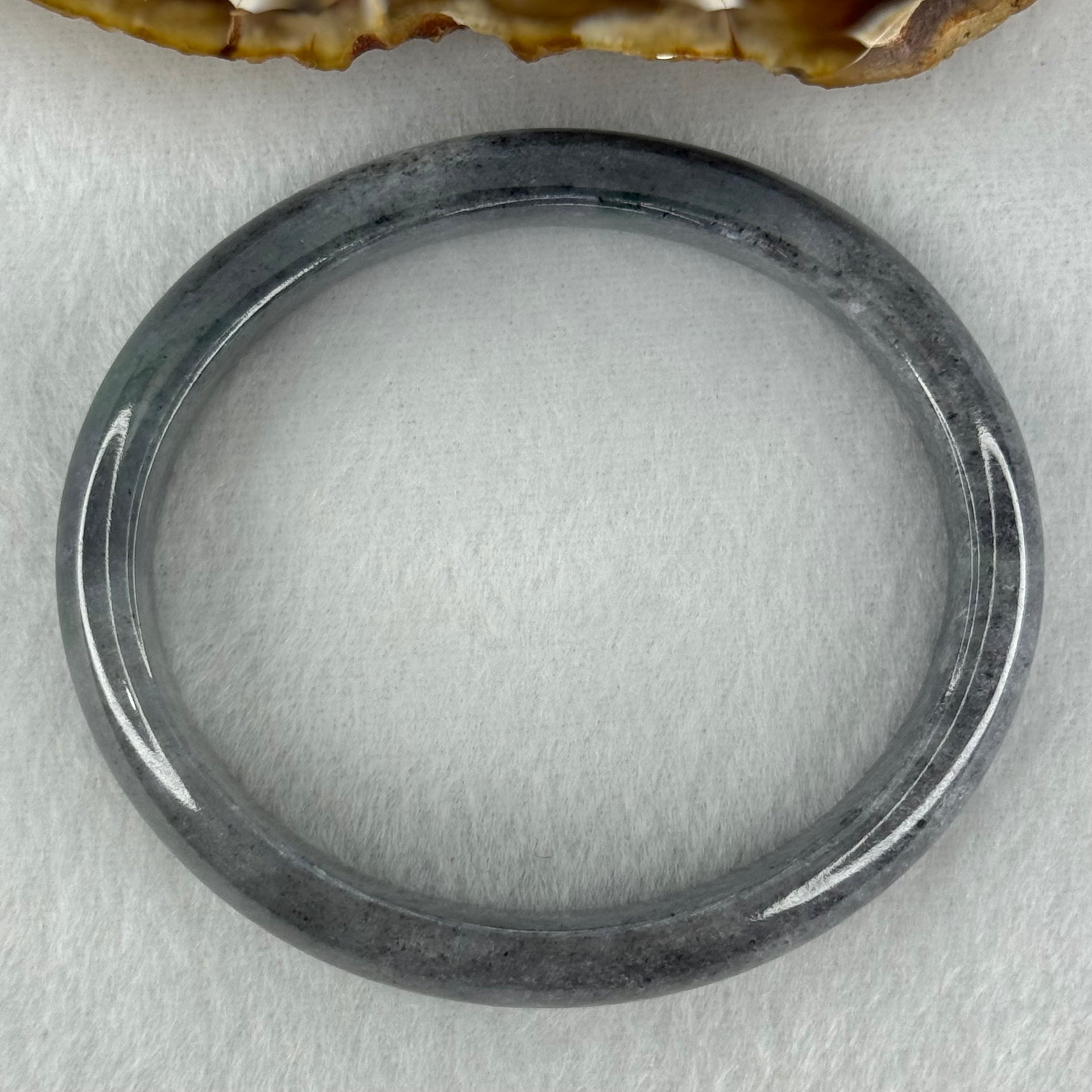 Type A Wuji Grey Black Jadeite Oval Bangle Bangle Internal Diameter 57.8mm 40.78g 12.0 by 6.4mm (Close to Perfect) - Huangs Jadeite and Jewelry Pte Ltd