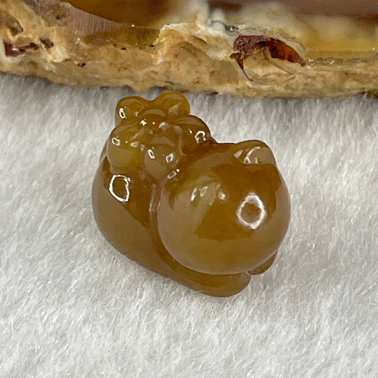 Certified Natural Brown Nephrite Cat Charm for Pendant or Bracelet 2.25g 14.5 by 9.5 by 9.9mm