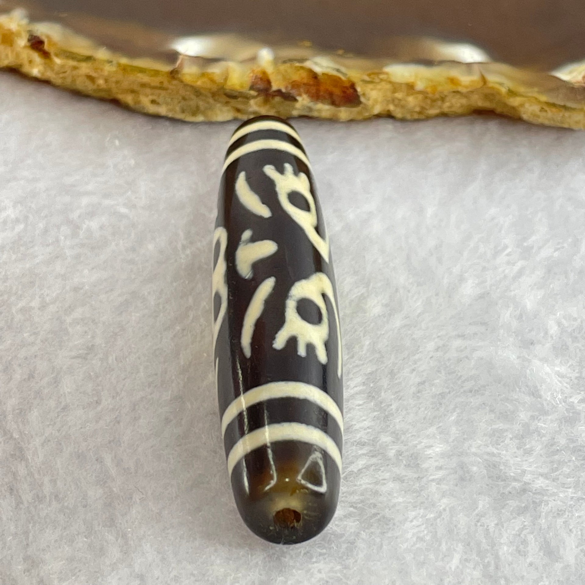 Natural Powerful Tibetan Old Oily Agate Zha Ji La Mu Female Cai Shen Bead Heavenly Master (Tian Zhu) 扎吉拉木女财神天珠 15.40g 59.8 by 13.0mm - Huangs Jadeite and Jewelry Pte Ltd