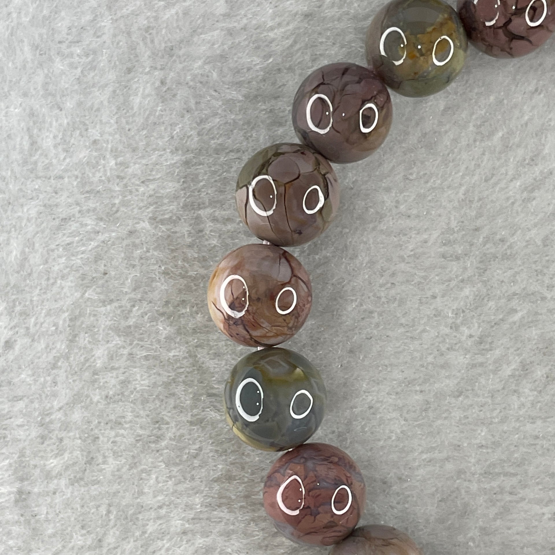 Certified Natural Alashan Agate Greyish Beads Bracelet 21.945g 15.5cm 9.4mm 21Beads - Huangs Jadeite and Jewelry Pte Ltd