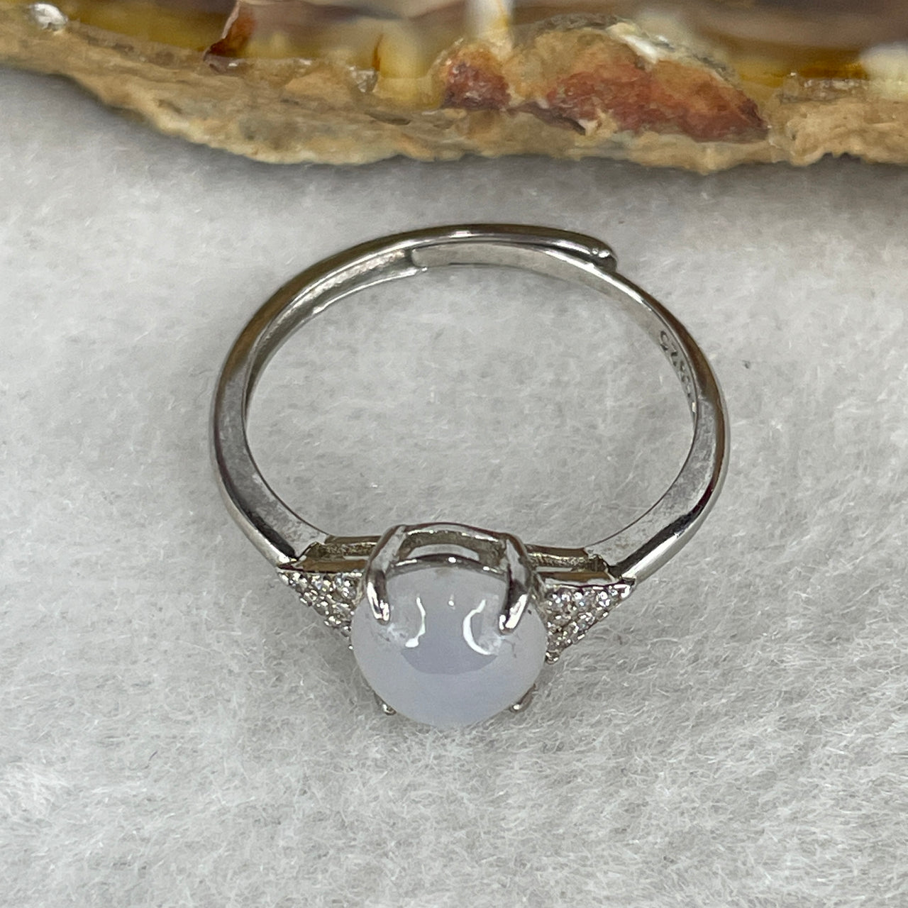 Type A Light Lavender Jadeite High-Dome Ring | Liquid-Glass Translucent Cushion Orb | Solid S925 Sterling Silver Setting | Smart Adjustable Sizing (1.74g 7.1x6.8x4.0mm)