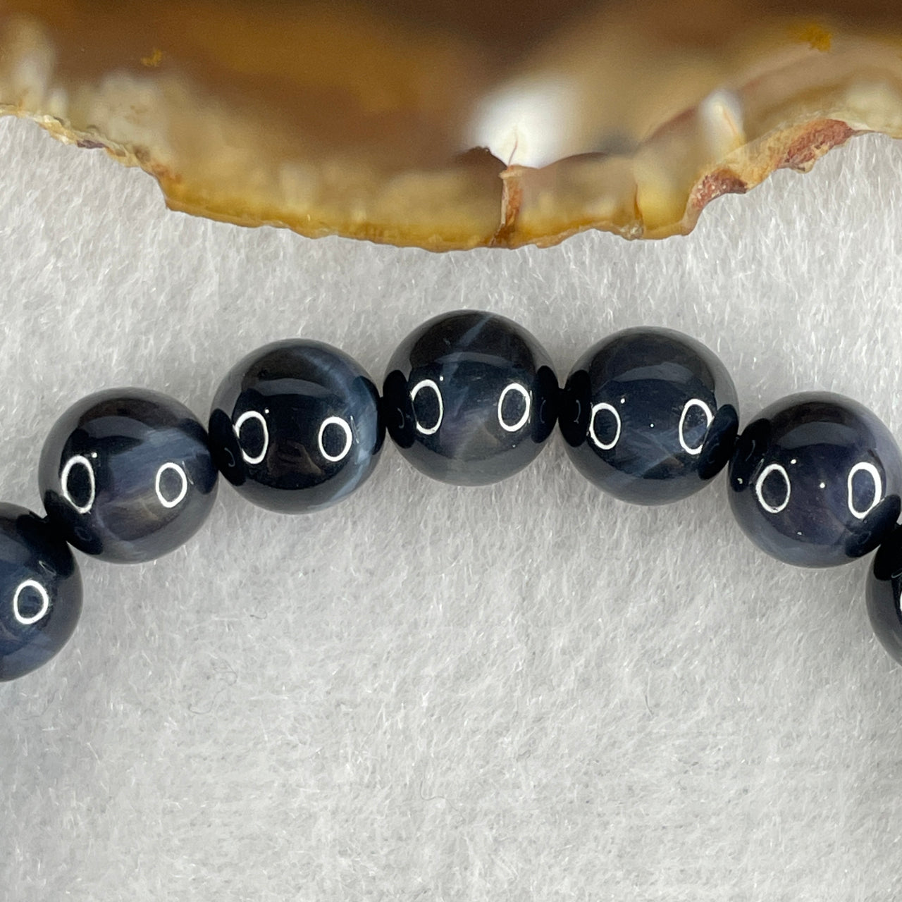 Certified Good Grade Natural Blue Tiger's Eye Quartz Beads Bracelet 18.09g 16cm 8.4mm 23 Beads