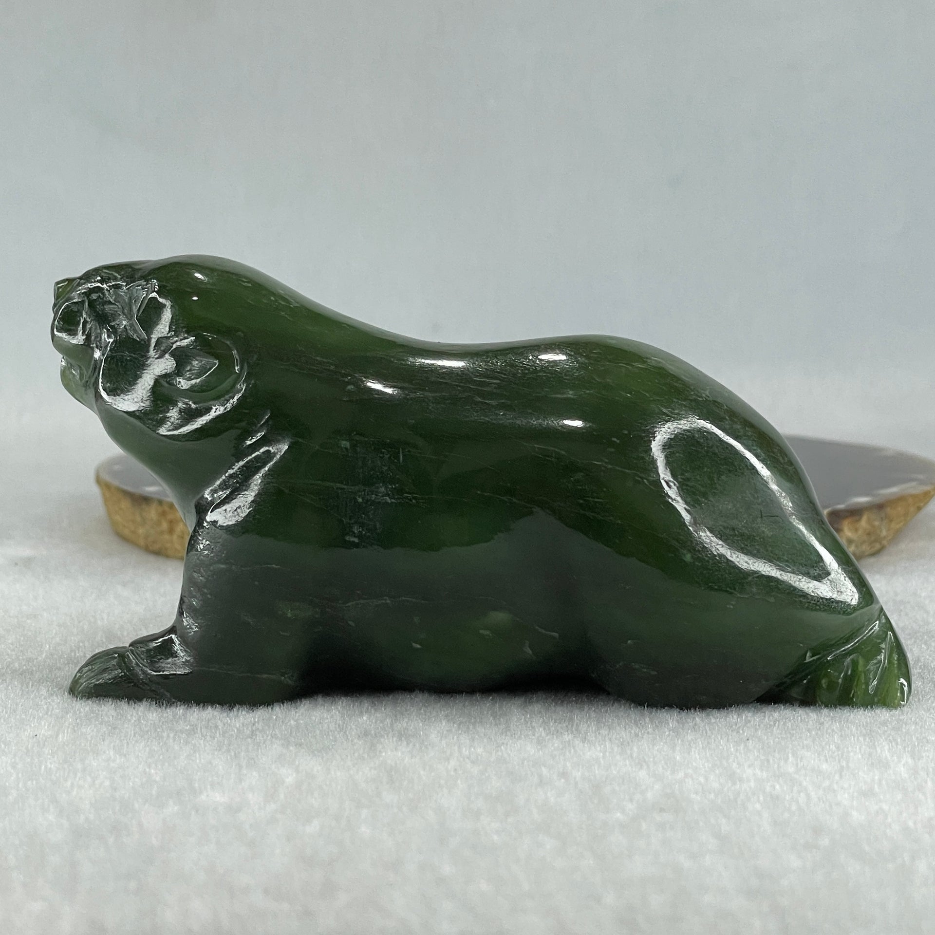 Natural Dark Green Serpentine Seal Display 481.5g 118.0 by 92.6 by 58.6mm - Huangs Jadeite and Jewelry Pte Ltd