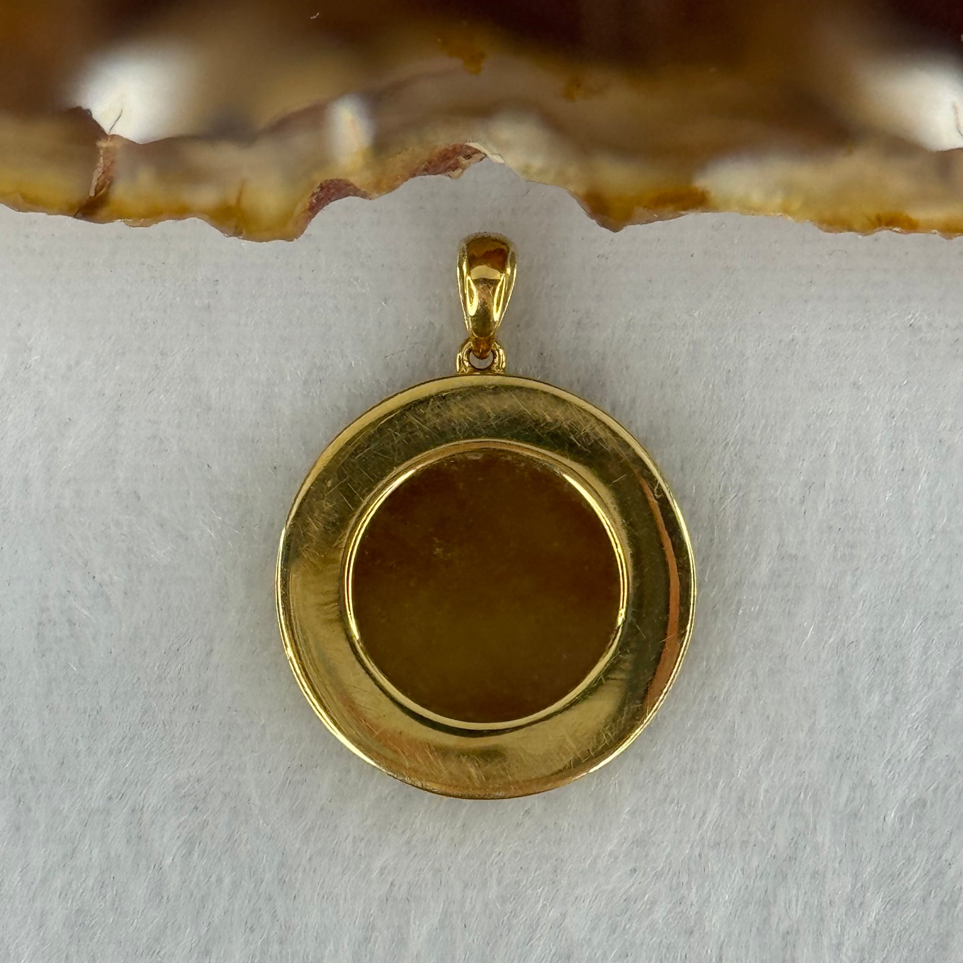 (Pre-Love) Imperial Harvest Type A Yellow Jadeite in 750 18K Yellow Gold 3.35g 17.7 by 3.8mm - Huangs Jadeite and Jewelry Pte Ltd