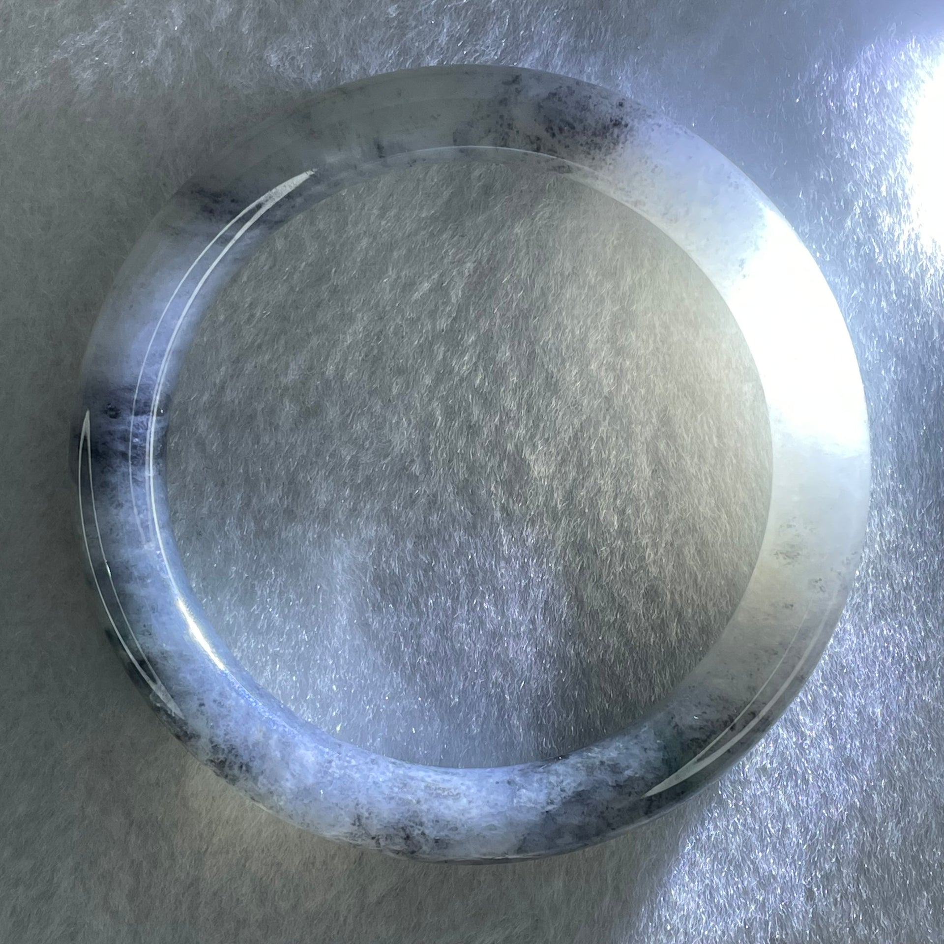 Type A Semi Icy Wuji Grey Jadeite Bangle Internal Diameter 52.9mm 34.23g 8.0 by 8.5mm (Slight Internal Lines) - Huangs Jadeite and Jewelry Pte Ltd