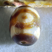 Natural Powerful Tibetan Old Oily Agate 3 Eyes Dzi Bead Heavenly Master (Tian Zhu) 三眼天诛 7.61g 20.1 by 16.1mm - Huangs Jadeite and Jewelry Pte Ltd
