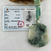 Natural Type A Light Dark Green with Red Spots Jadeite Pixiu Pair Lucky Charm for Luck, Wealth and Protection Pendant 36.74g 52.6 by 45.6 by 5.6mm - Huangs Jadeite and Jewelry Pte Ltd