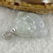 Natural Type A Light Lavender Jadeite Milo Buddha in S925 Silver and Cubic Zirconia Clasp Pendant 4.57g 20.4 by 24.8 by 6.0mm - Huangs Jadeite and Jewelry Pte Ltd