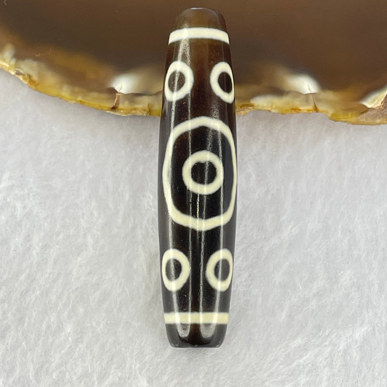 Natural Powerful Tibetan Old Oily Agate 13 Eyes Dzi Bead Heavenly Master (Tian Zhu) 十三眼天诛 17.30g 58.2 by 13.9mm - Huangs Jadeite and Jewelry Pte Ltd