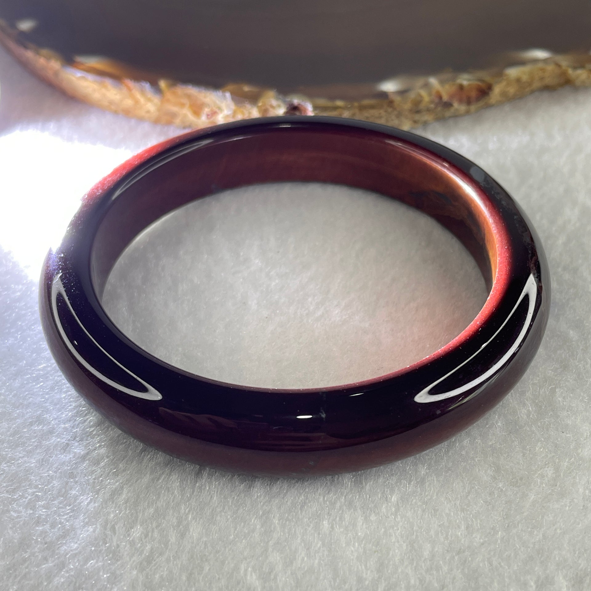 Natural Red Tiger Eye Quartz Bangle Internal Diameter 61.3mm 53.47g 13.0 by 9.2mm - Huangs Jadeite and Jewelry Pte Ltd