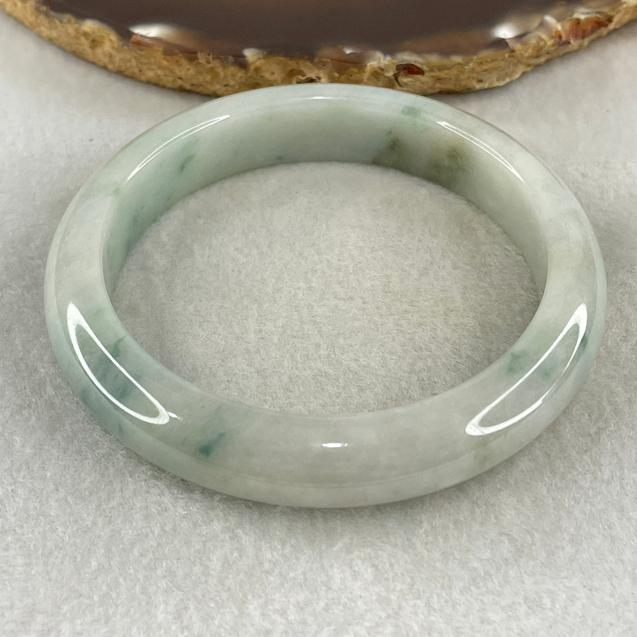 Type A Green with Blueish Green and Brownish Spot Jadeite Bangle Internal Diameter 61.6mm 89.25g 12.8 by 9.4mm (Very Slight Internal Lines) - Huangs Jadeite and Jewelry Pte Ltd