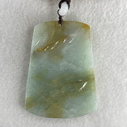 Natural Type A Sky Blue with Yellowish Green Jadeite Shan Shui with Gui Ren Benefactor Pendant 94.26g 75.5 by 55.5 by 10.5mm - Huangs Jadeite and Jewelry Pte Ltd