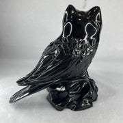 Natural Black Serpentine Owl Stand on Pot Display 2,173.5g 170.0 by 155.0 by 180.0mm - Huangs Jadeite and Jewelry Pte Ltd