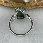 Type A Green Burmese jadeite ring in 18k white gold & natural diamonds 5.43g size US7 - Huangs Jadeite and Jewelry Pte Ltd